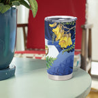 Kakapo New Zealand Personalised Tumbler Cup Kowhai Flower Silver Fern Maori Pattern