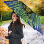 Kakapo New Zealand Personalised Umbrella Kowhai Flower Silver Fern Maori Pattern