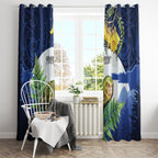 Kakapo New Zealand Personalised Window Curtain Kowhai Flower Silver Fern Maori Pattern