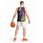 New Zealand Tui Bird Matariki Basketball Jersey Kowhai Flower Silver Fern Galaxy Maori Pattern
