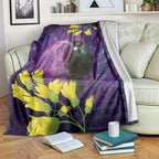 New Zealand Tui Bird Matariki Blanket Kowhai Flower Silver Fern Galaxy Maori Pattern