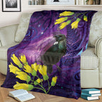 New Zealand Tui Bird Matariki Blanket Kowhai Flower Silver Fern Galaxy Maori Pattern