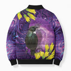 New Zealand Tui Bird Matariki Bomber Puffer Jacket Kowhai Flower Silver Fern Galaxy Maori Pattern