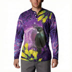 New Zealand Tui Bird Matariki Button Sweatshirt Kowhai Flower Silver Fern Galaxy Maori Pattern