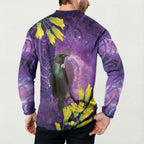 New Zealand Tui Bird Matariki Button Sweatshirt Kowhai Flower Silver Fern Galaxy Maori Pattern