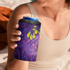New Zealand Tui Bird Matariki 4 in 1 Can Cooler Tumbler Kowhai Flower Silver Fern Galaxy Maori Pattern