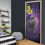 New Zealand Tui Bird Matariki Door Cover Kowhai Flower Silver Fern Galaxy Maori Pattern