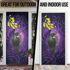 New Zealand Tui Bird Matariki Door Cover Kowhai Flower Silver Fern Galaxy Maori Pattern