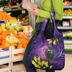 New Zealand Tui Bird Matariki Grocery Bag Kowhai Flower Silver Fern Galaxy Maori Pattern
