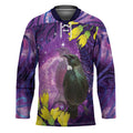 New Zealand Tui Bird Matariki Hockey Jersey Kowhai Flower Silver Fern Galaxy Maori Pattern