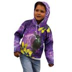 New Zealand Tui Bird Matariki Kid Hoodie Kowhai Flower Silver Fern Galaxy Maori Pattern