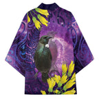 New Zealand Tui Bird Matariki Kimono Kowhai Flower Silver Fern Galaxy Maori Pattern