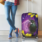 New Zealand Tui Bird Matariki Luggage Cover Kowhai Flower Silver Fern Galaxy Maori Pattern