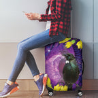 New Zealand Tui Bird Matariki Luggage Cover Kowhai Flower Silver Fern Galaxy Maori Pattern