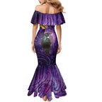 New Zealand Tui Bird Matariki Mermaid Dress Kowhai Flower Silver Fern Galaxy Maori Pattern