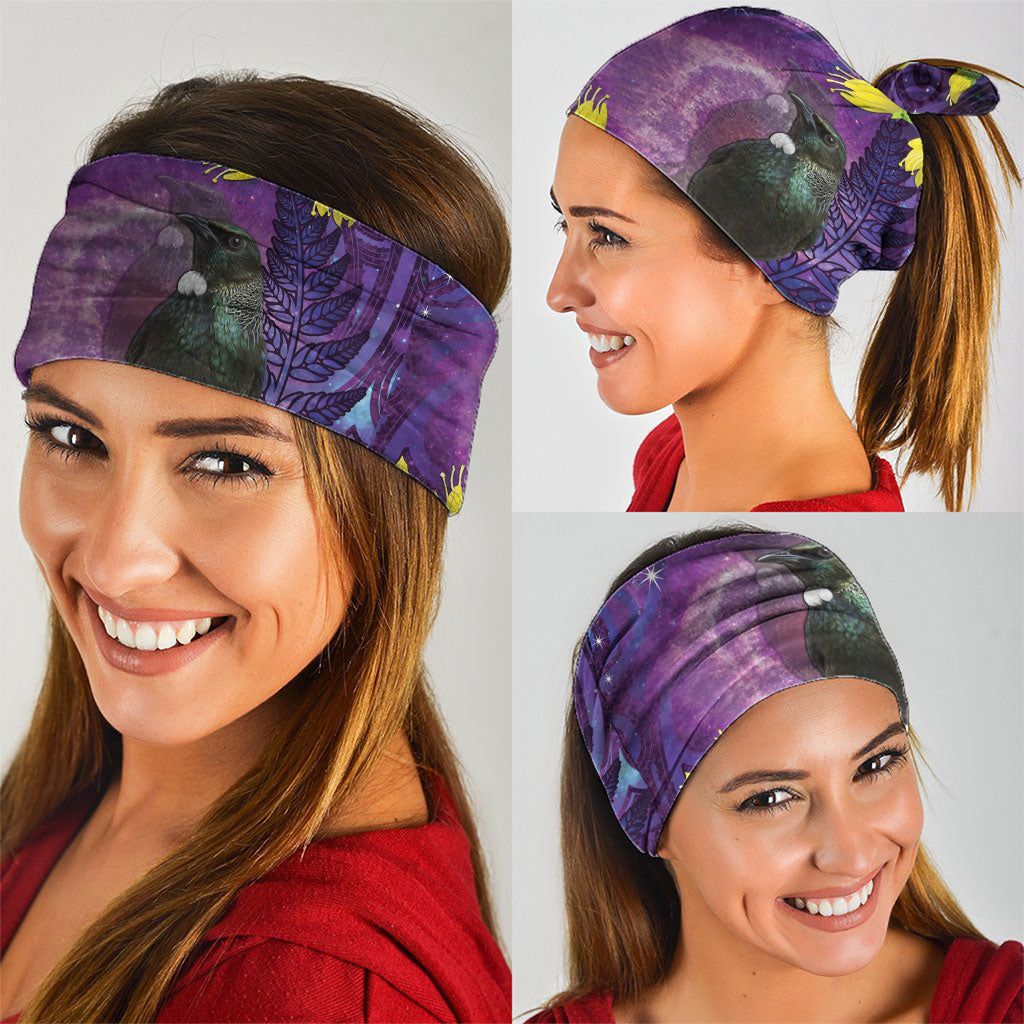 New Zealand Tui Bird Matariki Neck Gaiter Kowhai Flower Silver Fern Galaxy Maori Pattern