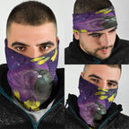 New Zealand Tui Bird Matariki Neck Gaiter Kowhai Flower Silver Fern Galaxy Maori Pattern