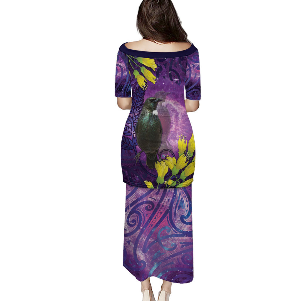 New Zealand Tui Bird Matariki Puletasi Kowhai Flower Silver Fern Galaxy Maori Pattern