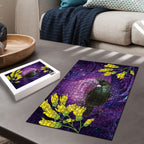 New Zealand Tui Bird Matariki Puzzle Kowhai Flower Silver Fern Galaxy Maori Pattern