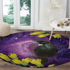 New Zealand Tui Bird Matariki Round Carpet Kowhai Flower Silver Fern Galaxy Maori Pattern