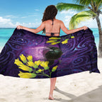 New Zealand Tui Bird Matariki Sarong Kowhai Flower Silver Fern Galaxy Maori Pattern