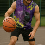 New Zealand Tui Bird Matariki Sleeveless Hoodie Kowhai Flower Silver Fern Galaxy Maori Pattern