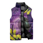 New Zealand Tui Bird Matariki Sleeveless Puffer Jacket Kowhai Flower Silver Fern Galaxy Maori Pattern