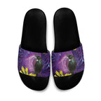 New Zealand Tui Bird Matariki Slide Sandals Kowhai Flower Silver Fern Galaxy Maori Pattern