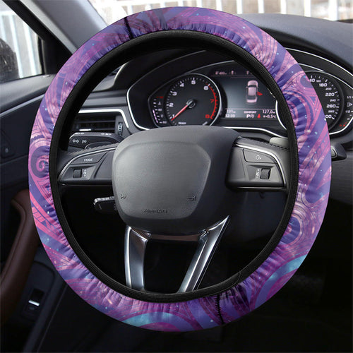 New Zealand Tui Bird Matariki Steering Wheel Cover Kowhai Flower Silver Fern Galaxy Maori Pattern