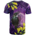 New Zealand Tui Bird Matariki T Shirt Kowhai Flower Silver Fern Galaxy Maori Pattern