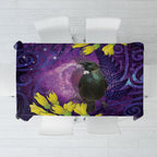 New Zealand Tui Bird Matariki Tablecloth Kowhai Flower Silver Fern Galaxy Maori Pattern