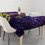 New Zealand Tui Bird Matariki Tablecloth Kowhai Flower Silver Fern Galaxy Maori Pattern