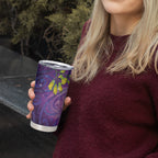 New Zealand Tui Bird Matariki Tumbler Cup Kowhai Flower Silver Fern Galaxy Maori Pattern