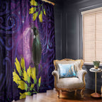 New Zealand Tui Bird Matariki Window Curtain Kowhai Flower Silver Fern Galaxy Maori Pattern