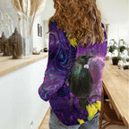 New Zealand Tui Bird Matariki Women Casual Shirt Kowhai Flower Silver Fern Galaxy Maori Pattern