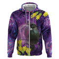 New Zealand Tui Bird Matariki Zip Hoodie Kowhai Flower Silver Fern Galaxy Maori Pattern