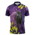 New Zealand Tui Bird Matariki Zipper Polo Shirt Kowhai Flower Silver Fern Galaxy Maori Pattern