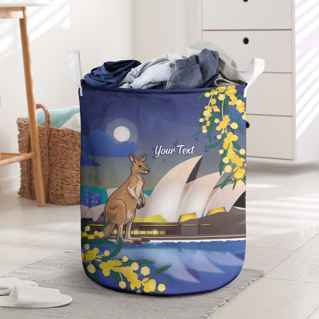 Kangaroo Australia Personalised Laundry Basket Aussie Pride Golden Wattle Sydney Opera House