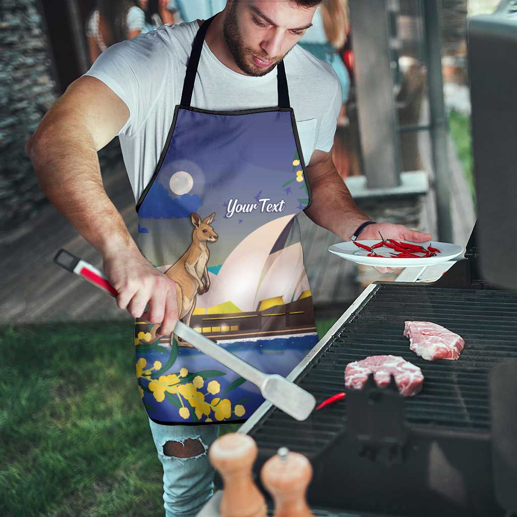 Kangaroo Australia Personalised Apron Aussie Pride Golden Wattle Sydney Opera House