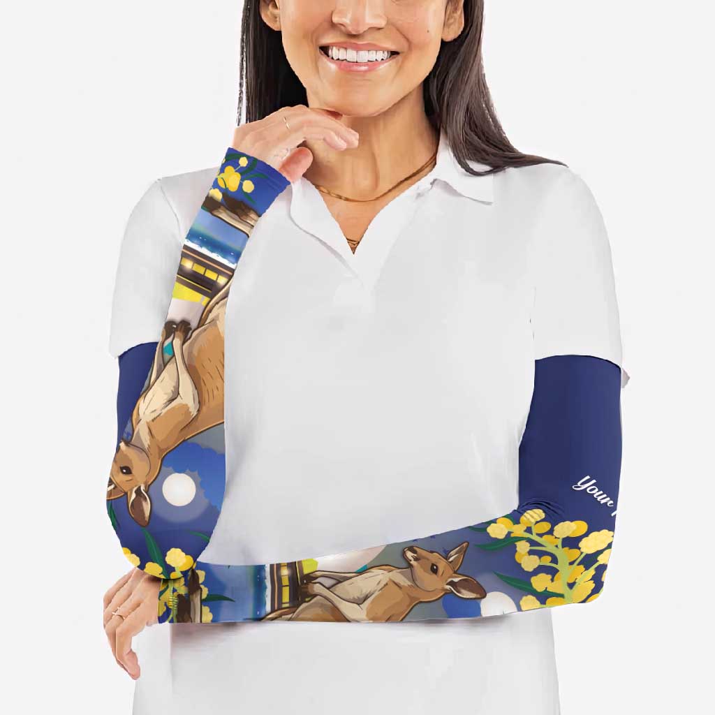 Kangaroo Australia Personalised Arm Sleeves Aussie Pride Golden Wattle Sydney Opera House