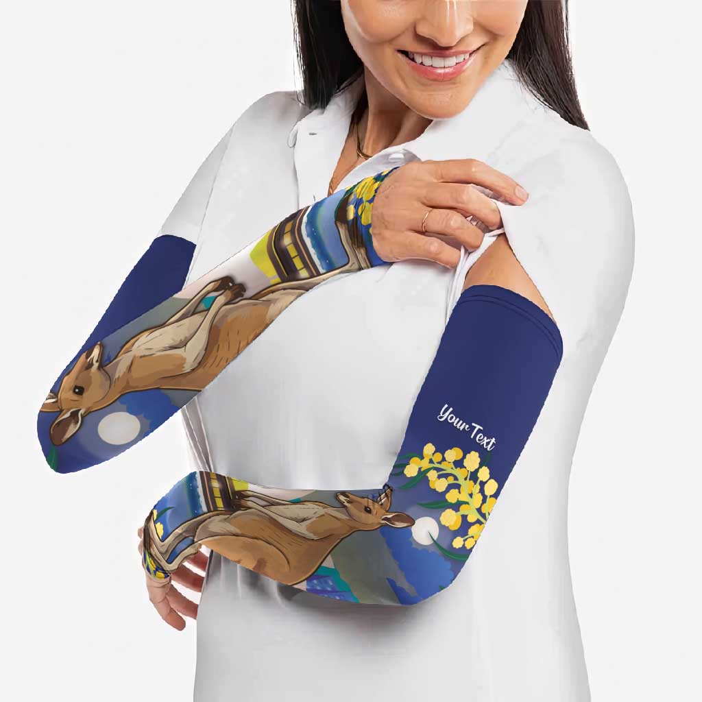 Kangaroo Australia Personalised Arm Sleeves Aussie Pride Golden Wattle Sydney Opera House