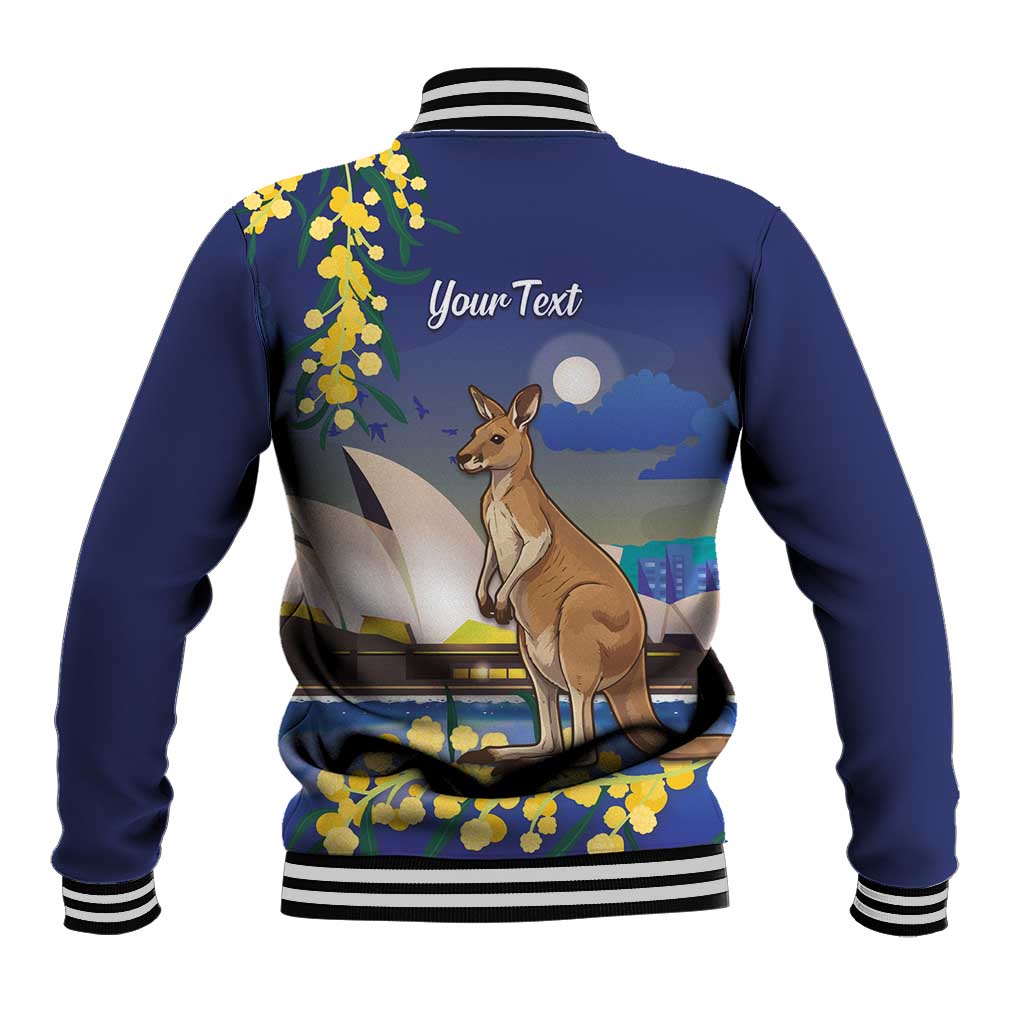 Kangaroo Australia Personalised Baseball Jacket Aussie Pride Golden Wattle Sydney Opera House