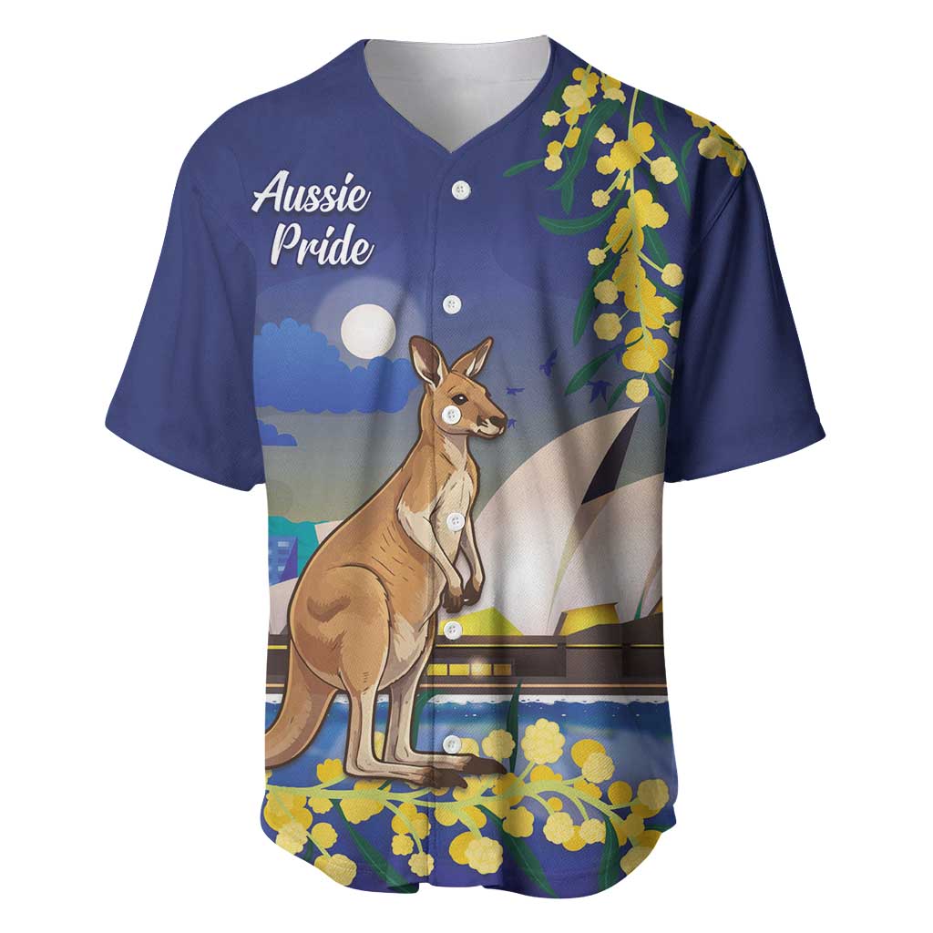 Kangaroo Australia Personalised Baseball Jersey Aussie Pride Golden Wattle Sydney Opera House