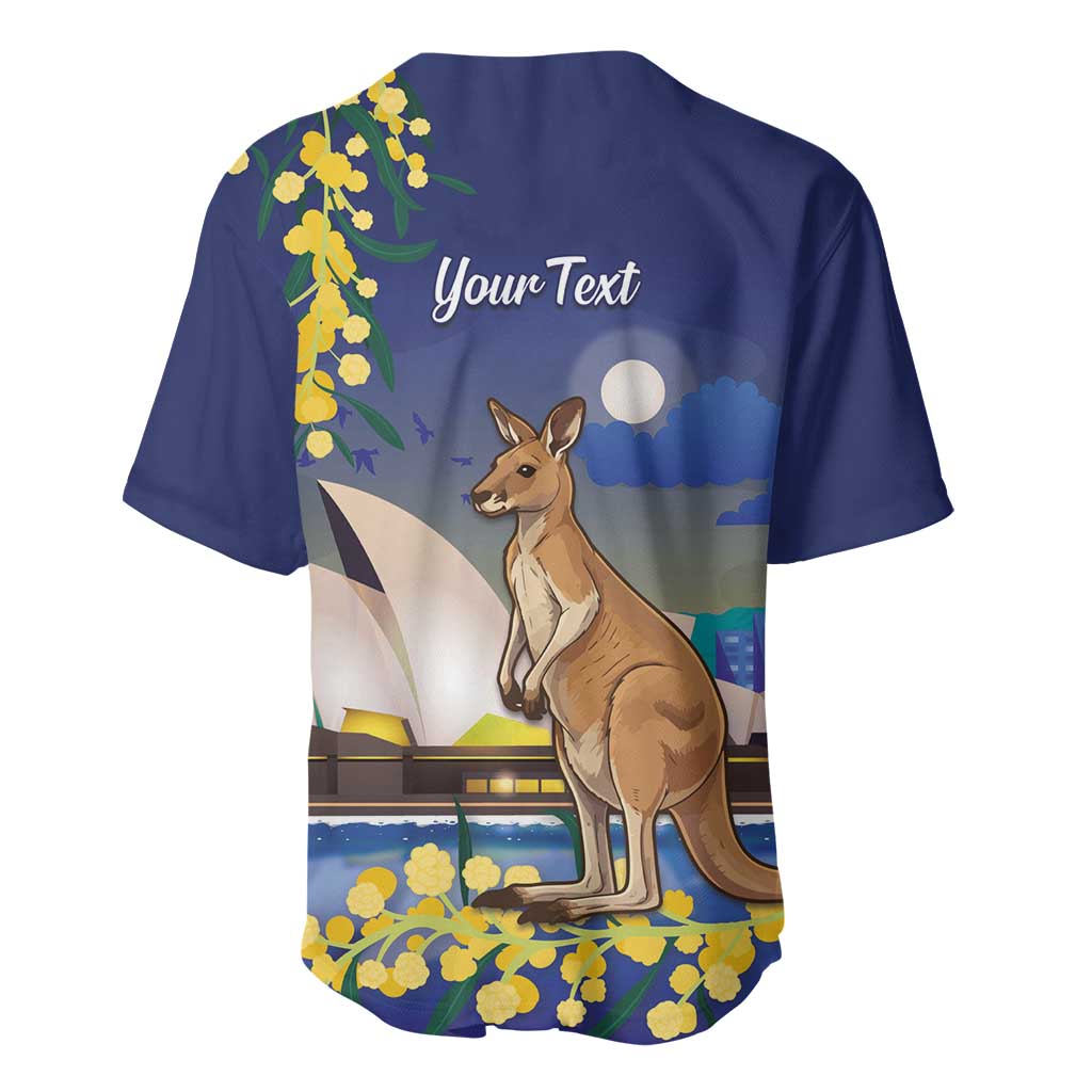 Kangaroo Australia Personalised Baseball Jersey Aussie Pride Golden Wattle Sydney Opera House
