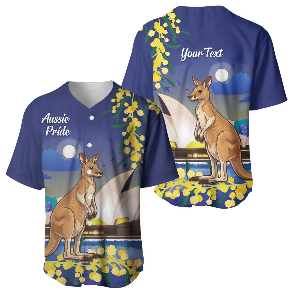 Kangaroo Australia Personalised Baseball Jersey Aussie Pride Golden Wattle Sydney Opera House