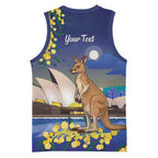 Kangaroo Australia Personalised Basketball Jersey Aussie Pride Golden Wattle Sydney Opera House