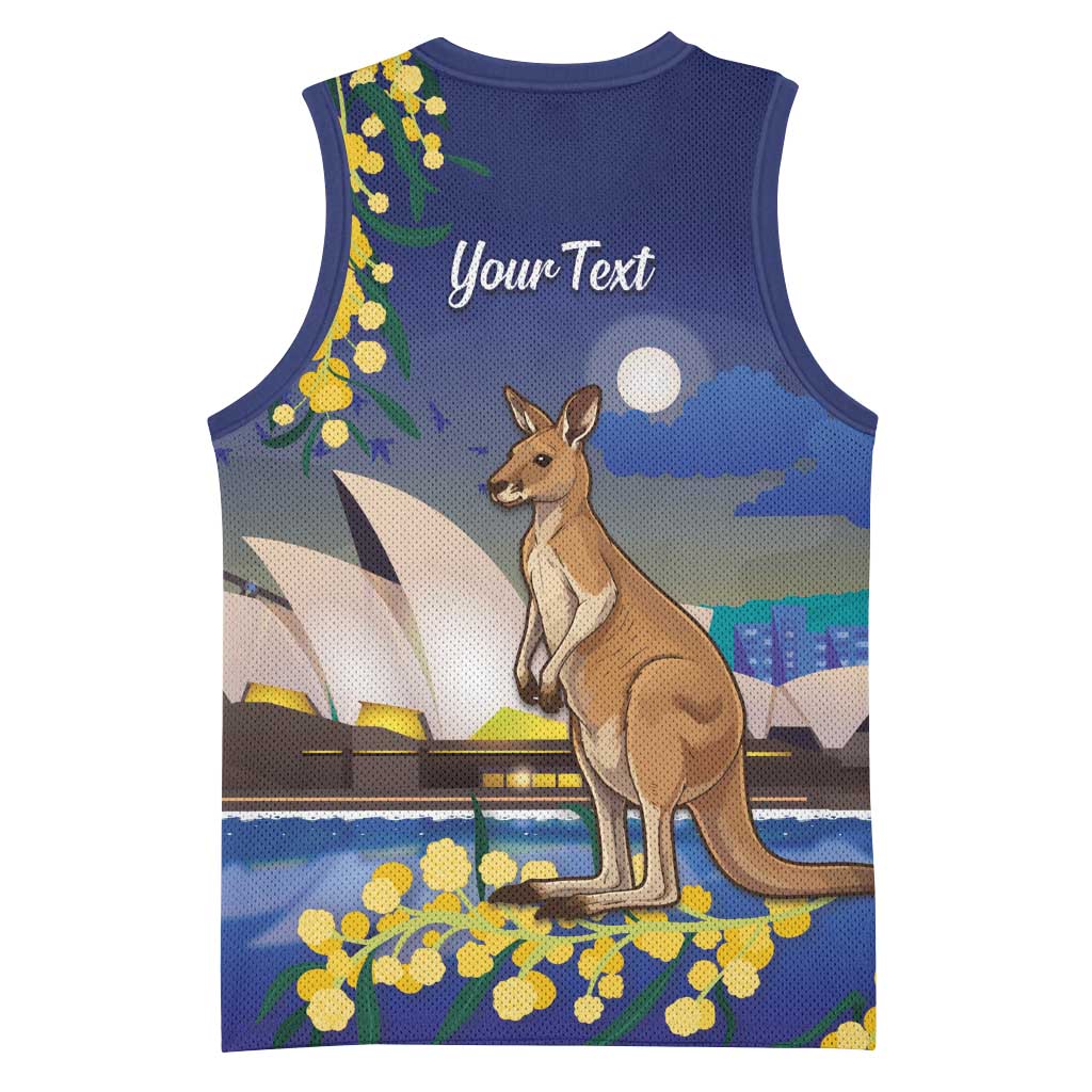 Kangaroo Australia Personalised Basketball Jersey Aussie Pride Golden Wattle Sydney Opera House
