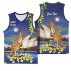 Kangaroo Australia Personalised Basketball Jersey Aussie Pride Golden Wattle Sydney Opera House