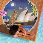 Kangaroo Australia Personalised Beach Blanket Aussie Pride Golden Wattle Sydney Opera House