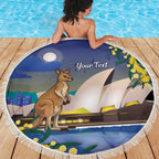Kangaroo Australia Personalised Beach Blanket Aussie Pride Golden Wattle Sydney Opera House